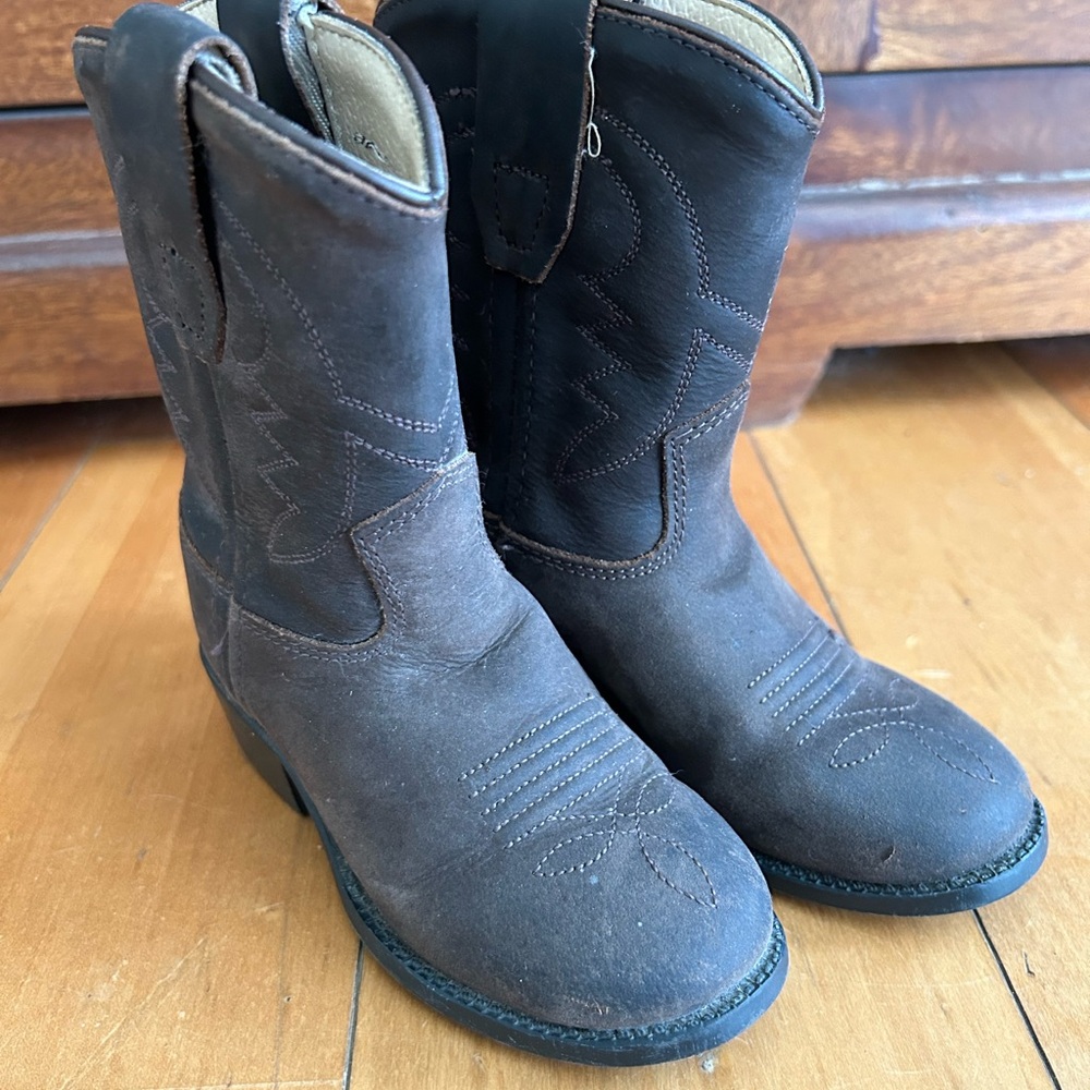 Old West Toddler Brown Leather Cowboy Boots Classic Western Style